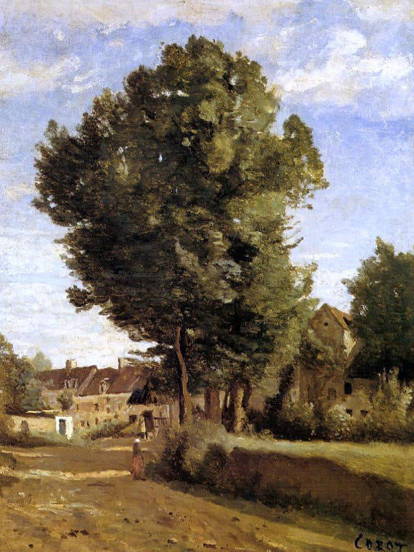  Jean-Baptiste-Camille Corot A Village near Beauvais - Canvas Art Print