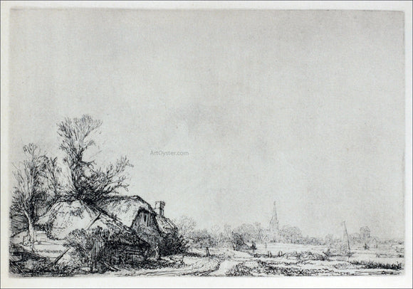  Rembrandt Van Rijn Village with a River - Canvas Art Print