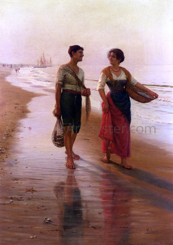  Pasquale Celommi A Walk on the Beach - Canvas Art Print