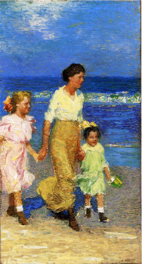  Edward Potthast A Walk on the Beach - Canvas Art Print