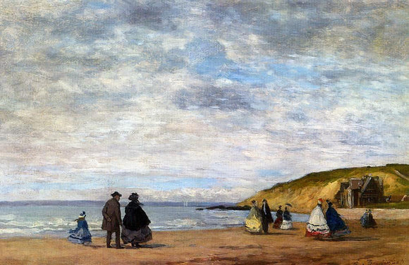  Eugene-Louis Boudin A Walk on the Beach - Canvas Art Print