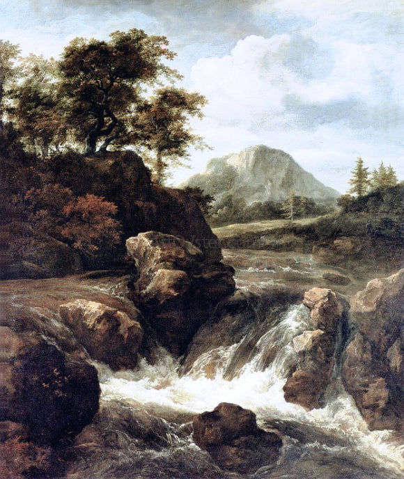  Jacob Van Ruisdael A Waterfall - Canvas Art Print