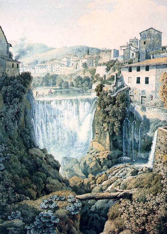  Filippo Giuntotardi A Waterfall Outside An Italian Town - Canvas Art Print