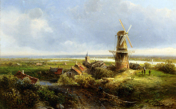  Pieter Francisco Kluyver A Windmill in an Extensive Landscape - Canvas Art Print