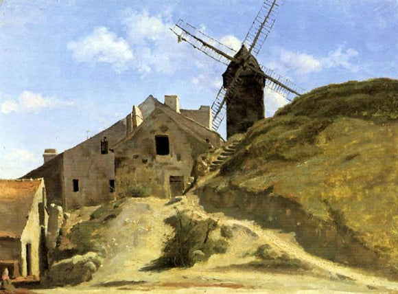  Jean-Baptiste-Camille Corot A Windmill in Montmartre - Canvas Art Print