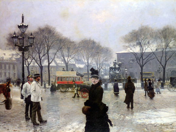  Paul-Gustave Fischer A Winter's Day on Kongens Nytorv Copenhagen - Canvas Art Print