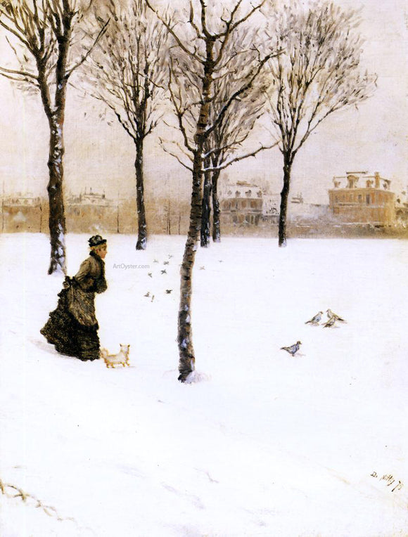  Giuseppe De Nittis A Winter's Landscape - Canvas Art Print