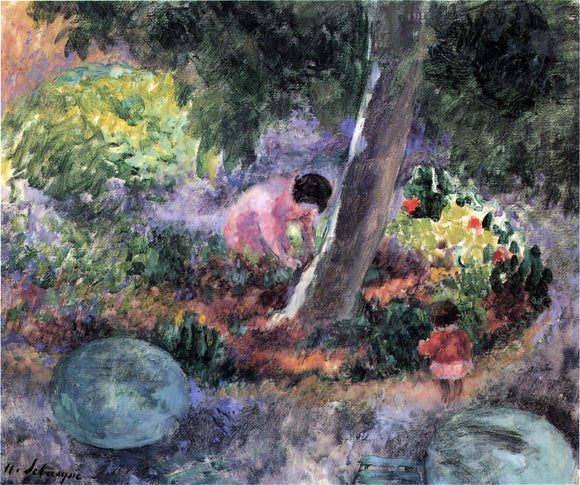  Henri Lebasque A Woman and Child in the Garden - Canvas Art Print