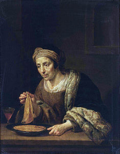  Jan Van Bijlert A Woman Holding Pancakes - Canvas Art Print
