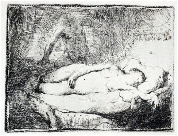  Rembrandt Van Rijn Woman Lying on a Bed - Canvas Art Print
