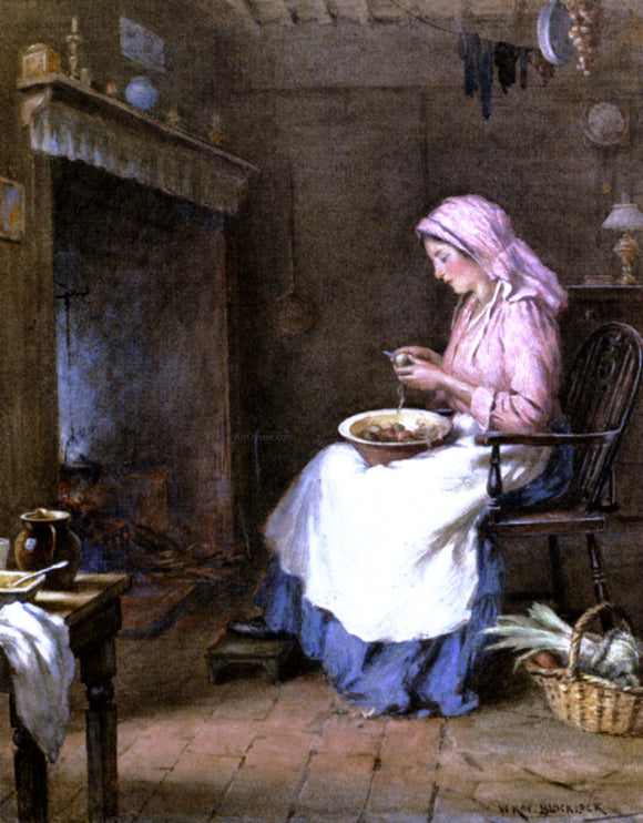  William Kay Blacklock A Woman Peeling Vegetables - Canvas Art Print