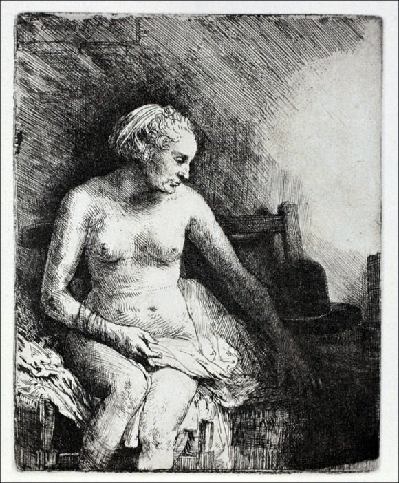  Rembrandt Van Rijn Woman Preparing to Dress after Bathing - Canvas Art Print