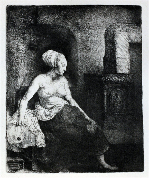  Rembrandt Van Rijn Woman Seated Before a Dutch Stove - Canvas Art Print