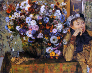 Edgar Degas A Woman Seated Beside a Vase of Flowers (also known as Sardela) - Canvas Art Print