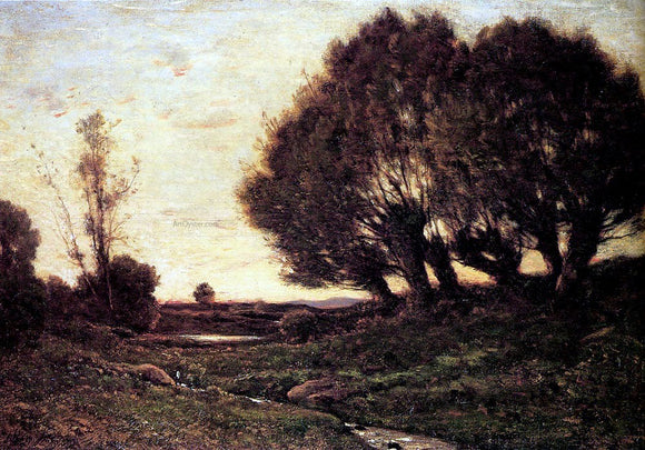  Henri Harpignies A Wooded Landscape With A Stream - Canvas Art Print