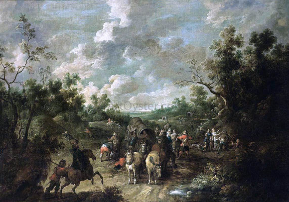  Pieter Snayers A Wooded Landscape with Travellers - Canvas Art Print