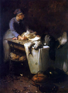  Emil Carlsen A Young Girl Preparing Poultry - Canvas Art Print