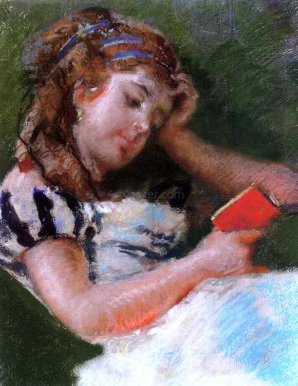 Mose Bianchi A Young Girl Reading - Canvas Art Print