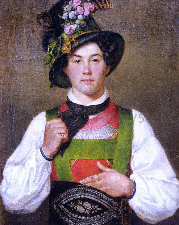  Franz Von Defregger A Young Man In Tyrolean Costume - Canvas Art Print