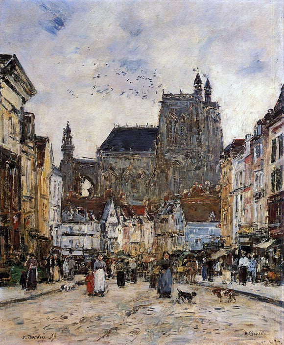  Eugene-Louis Boudin Abbeville, Street and the Church of Saint-Vulfran - Canvas Art Print