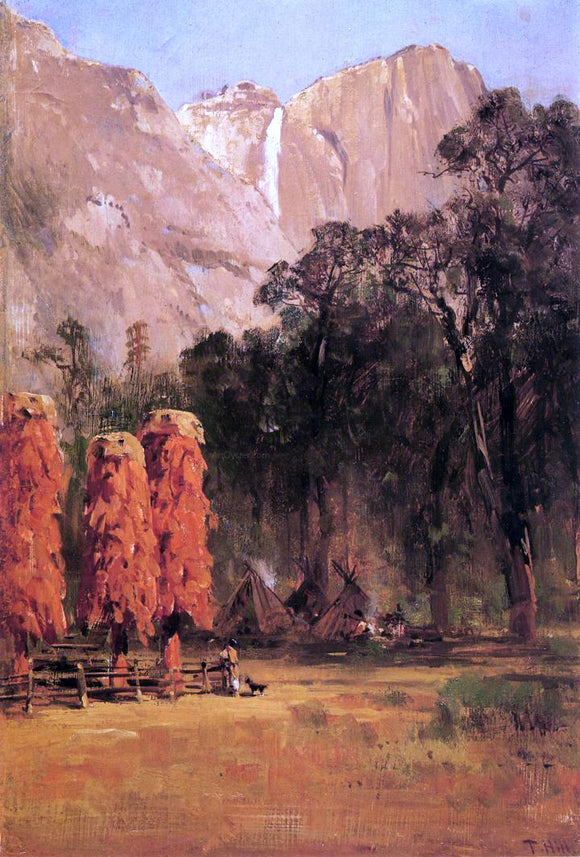  Thomas Hill Acorn granaries, by Piute Indian camp in Yosemite - Canvas Art Print