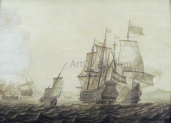  Heerman Witmont Action between Dutch and English Ships - Canvas Art Print