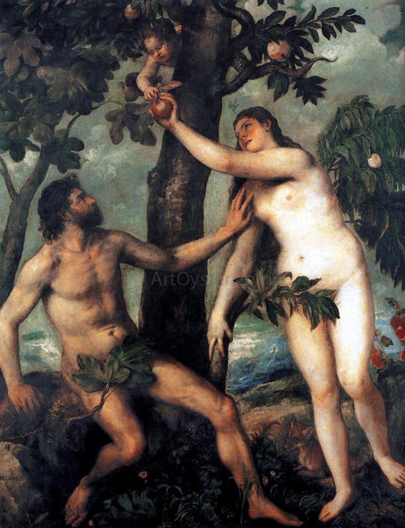  Titian Adam and Eve - Canvas Art Print