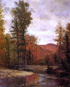  Thomas Worthington Whittredge Adirondack Woodland with Two Deer - Canvas Art Print