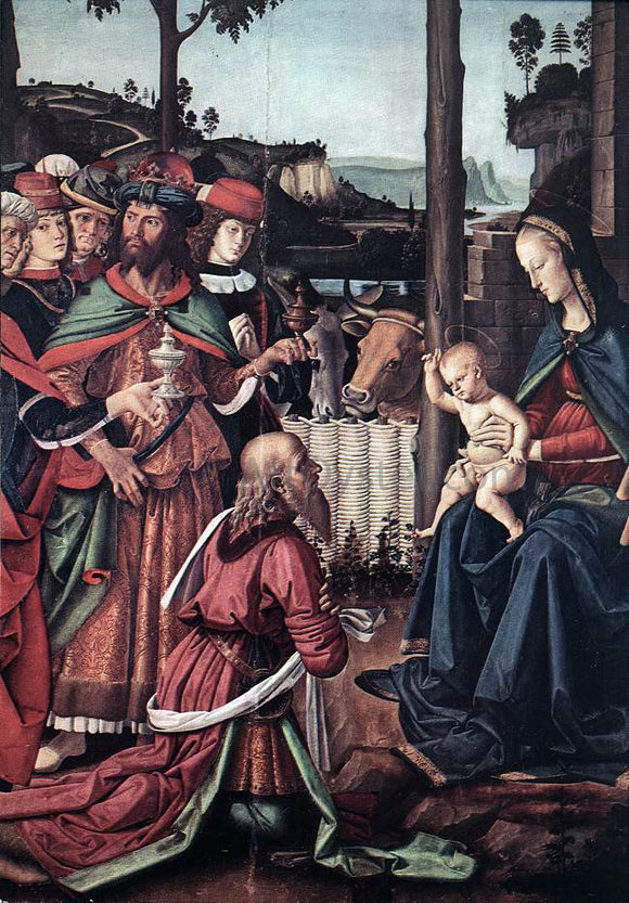  Pietro Perugino Adoration of the Kings (Epiphany) (detail) - Canvas Art Print
