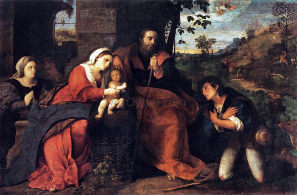  Palma Vecchio Adoration of the Shepherds with a Donor - Canvas Art Print