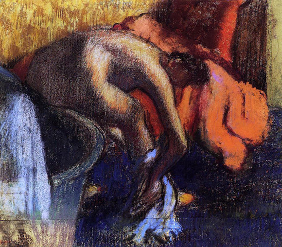  Edgar Degas After Bathing, Woman Drying Her Leg - Canvas Art Print