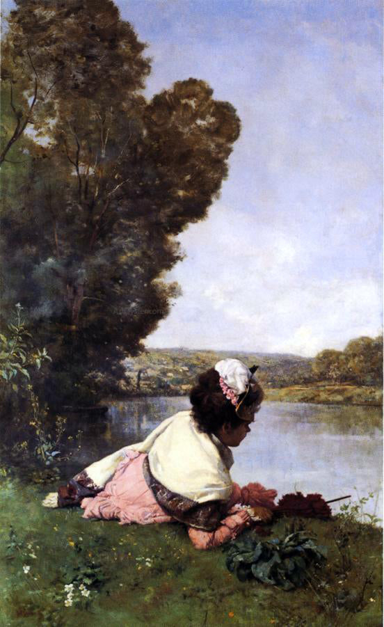  Ferdinand Heilbuth Afternoon by the Seine - Canvas Art Print