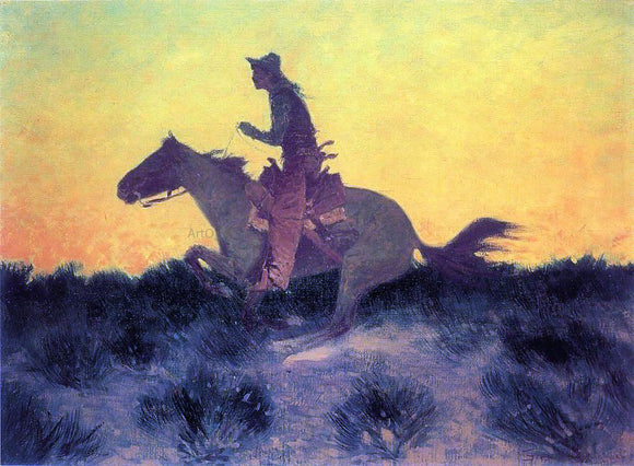  Frederic Remington Against the Sunset - Canvas Art Print