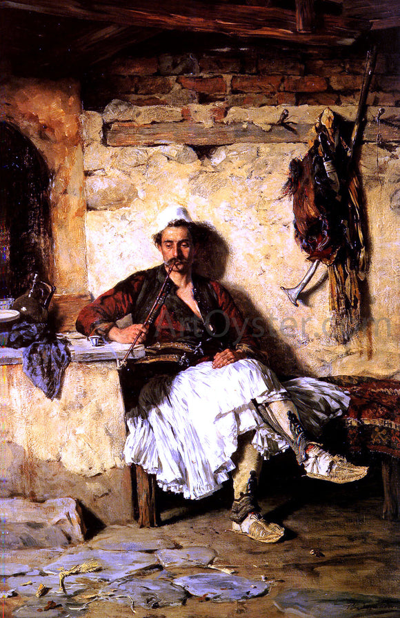  Paul Jovanowich Albanian Sentinel resting (Arnaueti) - Canvas Art Print