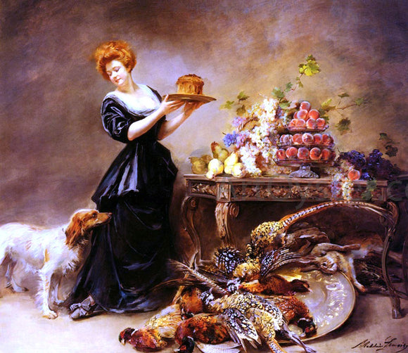  Madeleine Jeanne Lemaire Allegorie De L'Automne: La Duchesse De Gramont Presente Un Etalage De Fruits Et De Giber - Canvas Art Print
