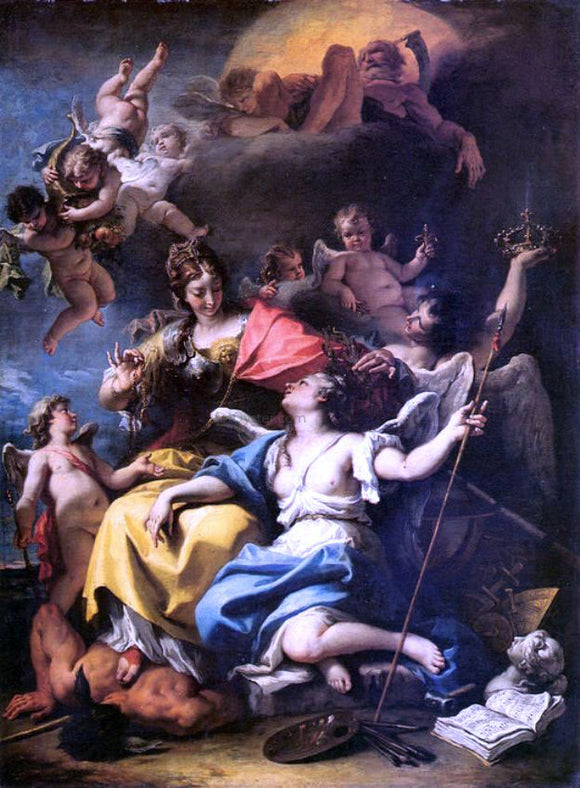  Sebastiano Ricci Allegory of France as Minerva is Triumphing over Ignorance and Crowning the Virtue - Canvas Art Print