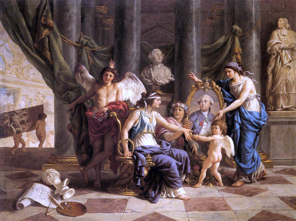  Jean-Jacques Lagrenee Allegory on the Installation of the Museum in the Grande Galerie of the Louvre - Canvas Art Print