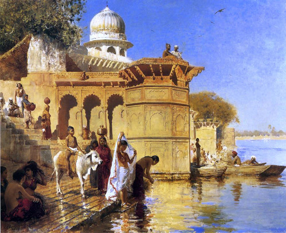  Edwin Lord Weeks Along the Ghats, Mathura - Canvas Art Print