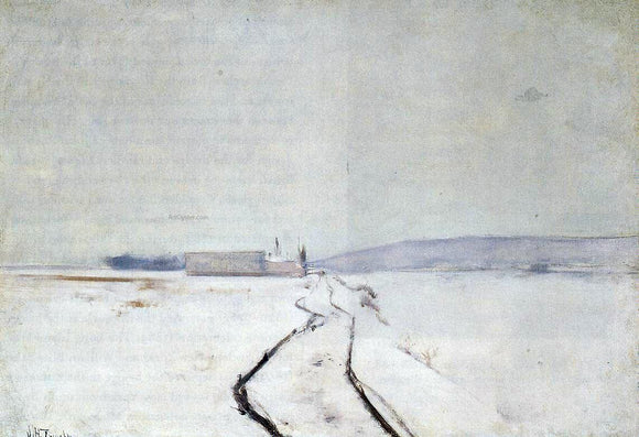  John Twachtman Along the River, Winter - Canvas Art Print