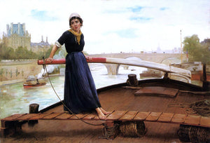  Henry Bacon Along the Seine - Canvas Art Print