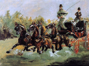  Henri De Toulouse-Lautrec Alphonse de Toulouse-Lautrec Driving His Four-in-Hand - Canvas Art Print