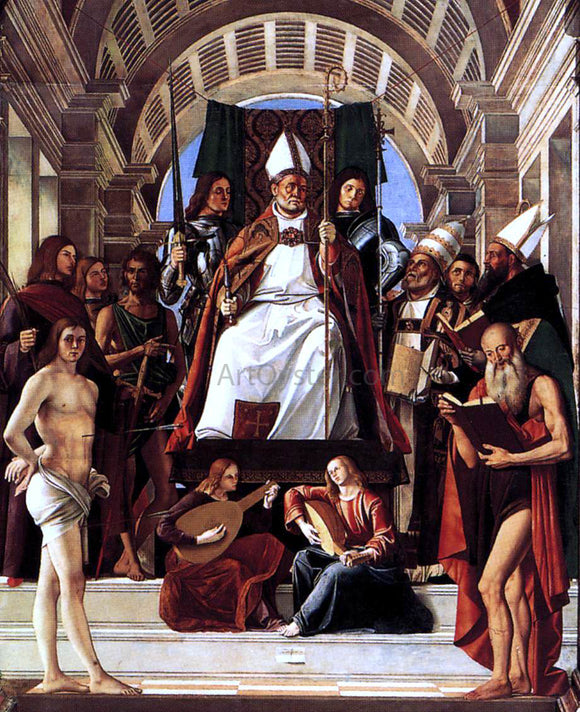  Alvise Vivarini Altarpiece of St Ambrose (detail) - Canvas Art Print