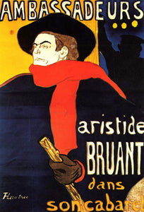  Henri De Toulouse-Lautrec Ambassadeurs Aristide Bruant in his Cabaret - Canvas Art Print