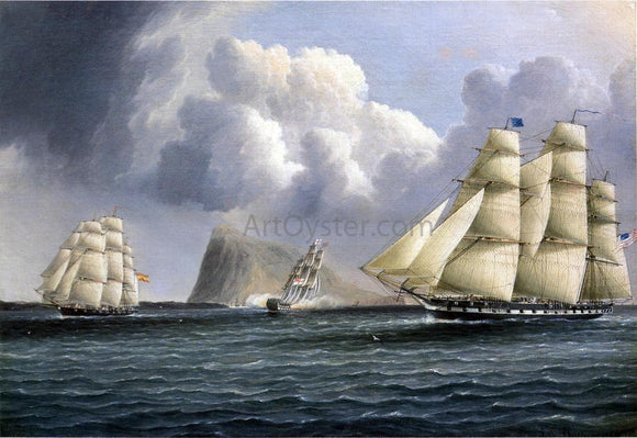  James E Buttersworth American Frigate off Gibralter Flying a Commodore's Pennant - Canvas Art Print