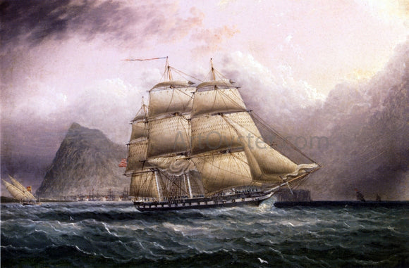 James E Buttersworth American Frigate off Gilbraltar - Canvas Art Print