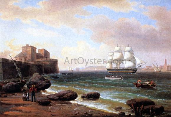  Thomas Birch American Merchant Ship Entering Marseilles - Canvas Art Print