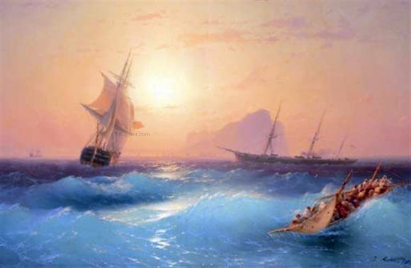  Ivan Constantinovich Aivazovsky American shipping off the Rock of Gibraltar - Canvas Art Print