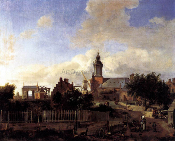  Jan Van der Heyden Amsterdam: Street before Haarlem Tower - Canvas Art Print