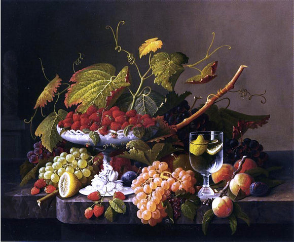  Severin Roesen An Abundance of Fruit - Canvas Art Print