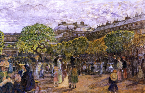  Frederic-Anatole Houbron An Afternoon in the Gardens of the Palais Royal - Canvas Art Print